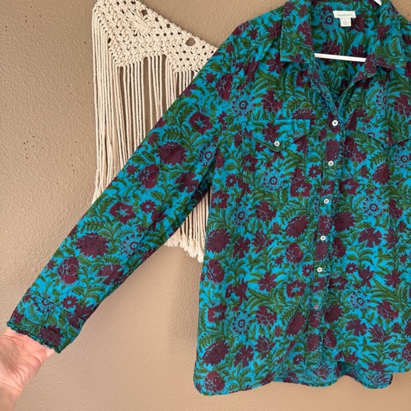 SUNDANCE Rhea Floral eyelet Button Down Shirt Size Large E - Picture 4 of 11